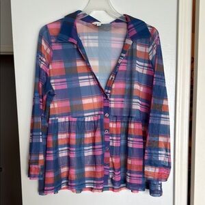 Plaid Button-Up Women's Top